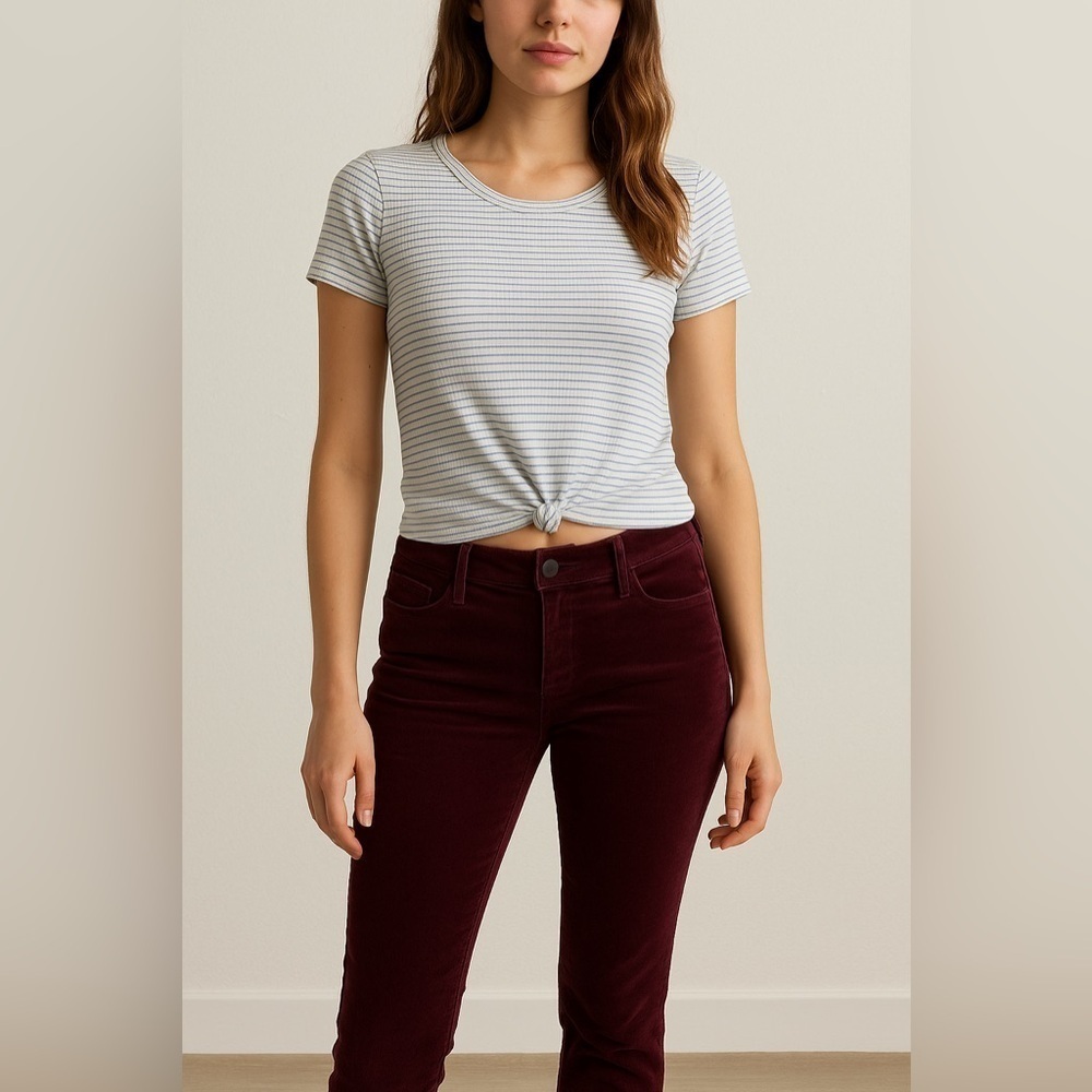 Loft Skinny Corduroy Pants High Waist Sz 25 Low Rise Syrah Wine Casual Preppy